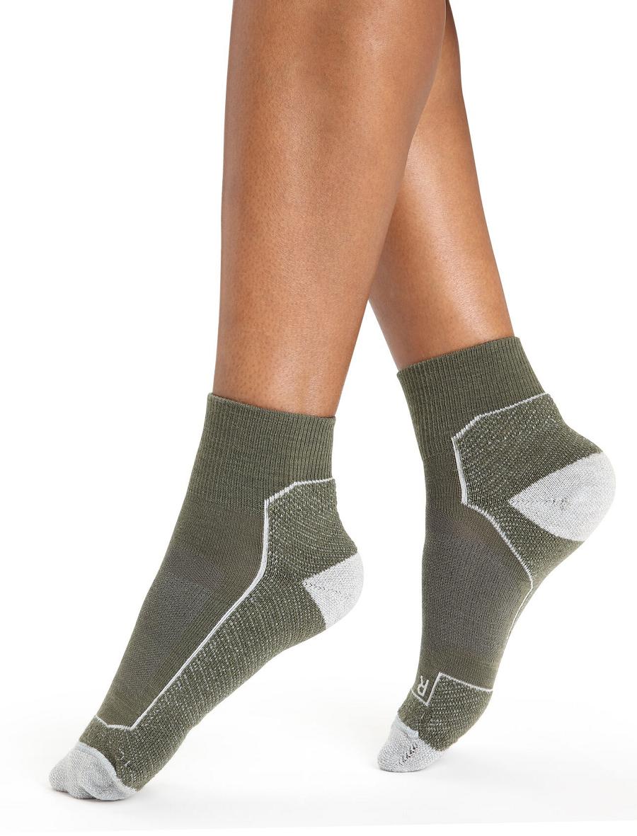 Women\'s Icebreaker Merino Hike+ Light Mini Socks Loden / Blizzard Heather | CA 1501VRWD